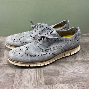 Cole Haan Zerogrand Wingtip Suede Gray Size 10